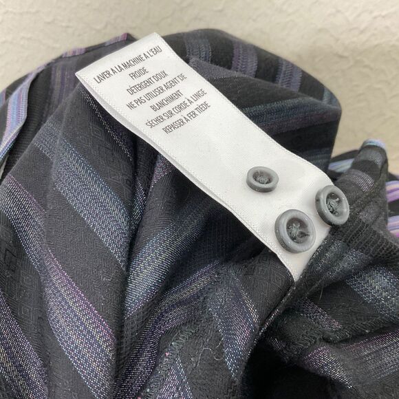 Robert Graham Flip Cuff strip Shirt Men's Large Paisley Long Sleeve Black Purple - Picture 8 of 16